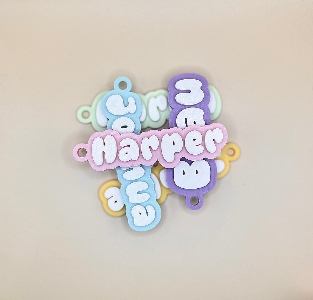 Personalised Kids School Bag Tag Keychain Charm - The 'Bubble' Name Tag