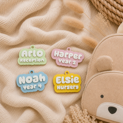 Personalised Kids Bag Tag Keychain Charm - Name & School Year