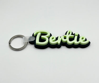 Personalised Kids Bag Tag Keychain Charm in Black - The Dark Edition Name Tag