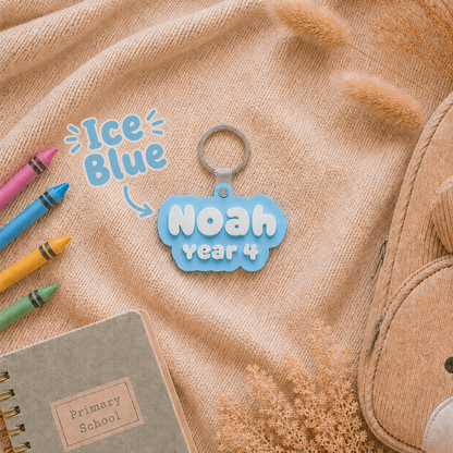 Personalised Kids Bag Tag Keychain Charm - Name & School Year /  Custom Class Name