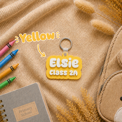 Personalised Kids Bag Tag Keychain Charm - Name & School Year /  Custom Class Name