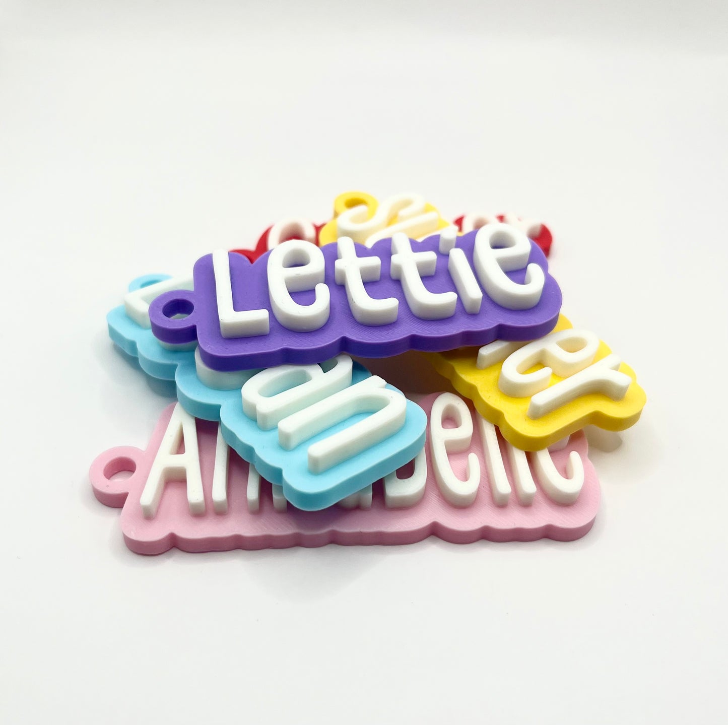 Personalised Kids School Bag Tag Keychain Charm - The Tall Letter Name Tag