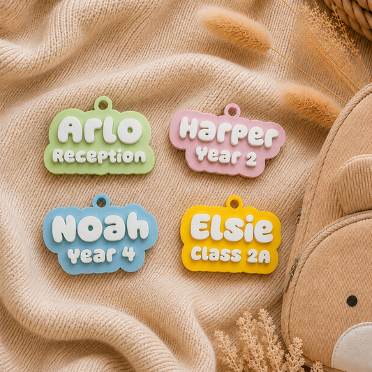 Personalised Kids Bag Tag Keychain Charm - Name & School Year /  Custom Class Name