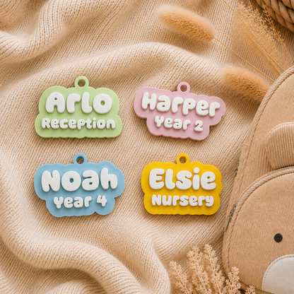 Personalised Kids Bag Tag Keychain Charm - Name & School Year