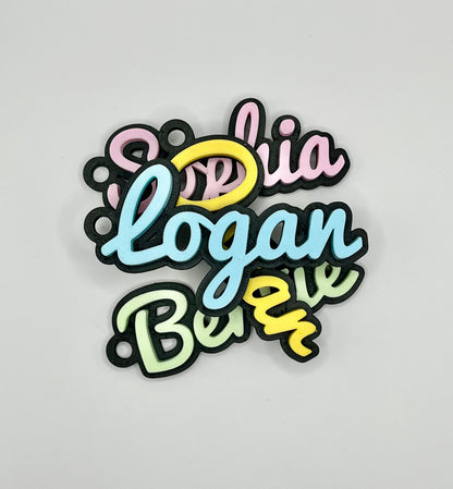 Personalised Kids Bag Tag Keychain Charm in Black - The Dark Edition Name Tag