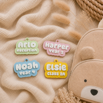 Personalised Kids Bag Tag Keychain Charm - Name & School Year /  Custom Class Name