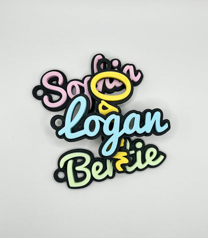 Personalised Kids Bag Tag Keychain Charm in Black - The Dark Edition Name Tag