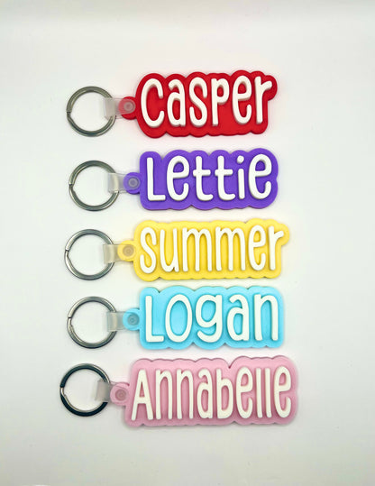 Personalised Kids School Bag Tag Keychain Charm - The Tall Letter Name Tag