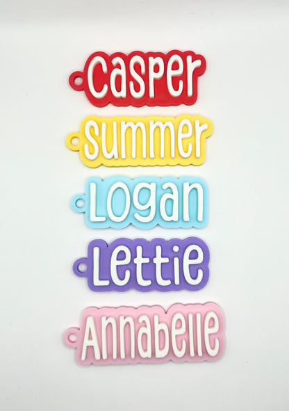 Personalised Kids School Bag Tag Keychain Charm - The Tall Letter Name Tag