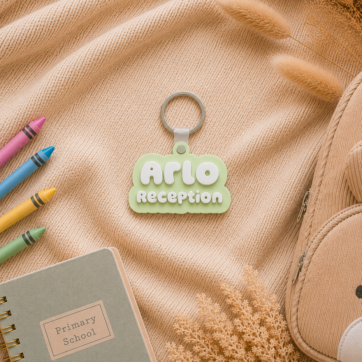Personalised Kids Bag Tag Keychain Charm - Name & School Year