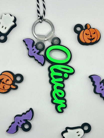 Personalised Halloween Boo Bag Name Tag + Optional Charm