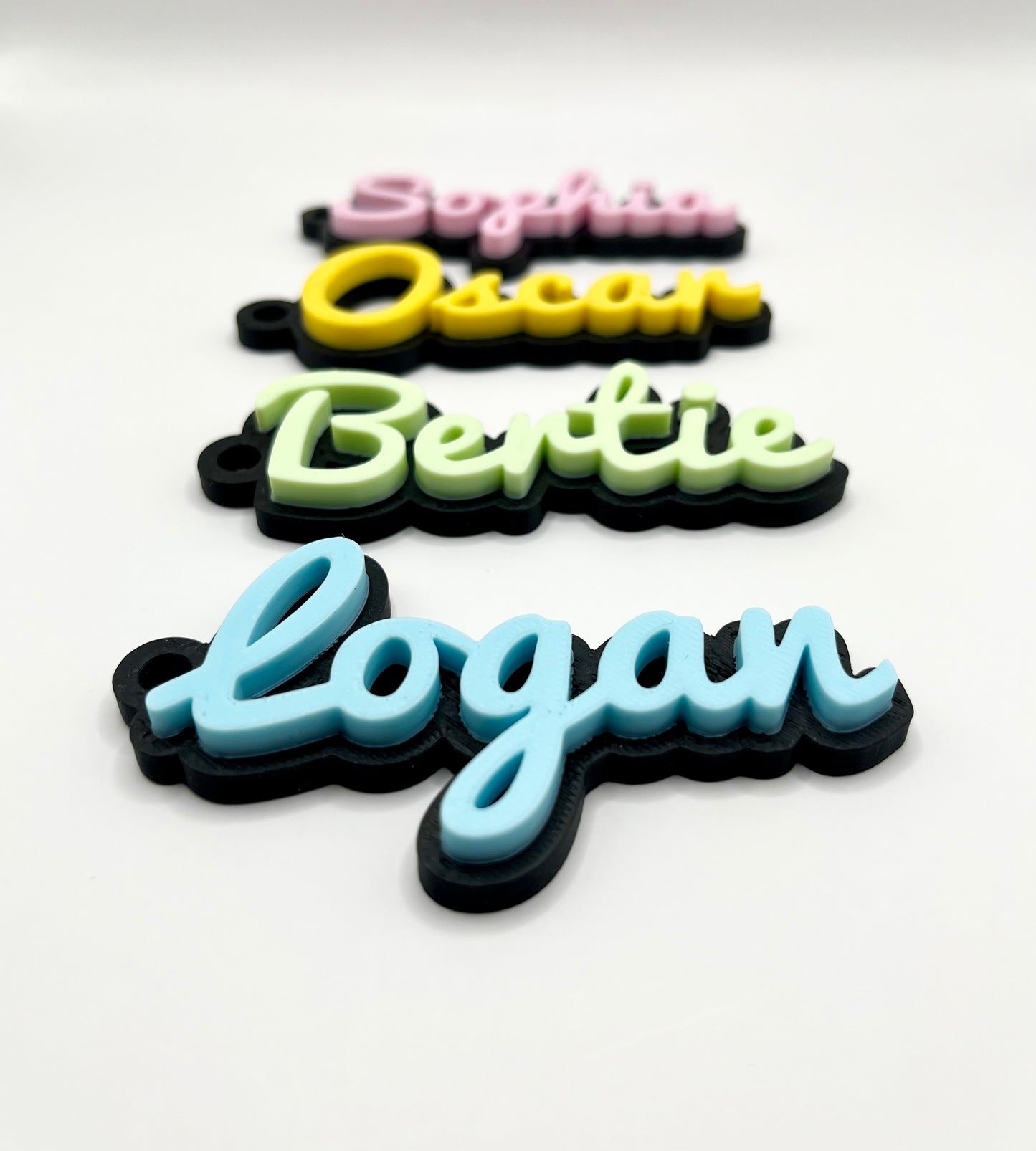 Personalised Kids Bag Tag Keychain Charm in Black - The Dark Edition Name Tag