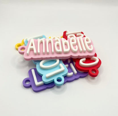 Personalised Kids School Bag Tag Keychain Charm - The Tall Letter Name Tag