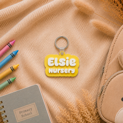 Personalised Kids Bag Tag Keychain Charm - Name & School Year