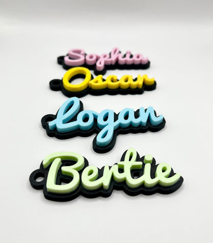 Personalised Kids Bag Tag Keychain Charm in Black - The Dark Edition Name Tag