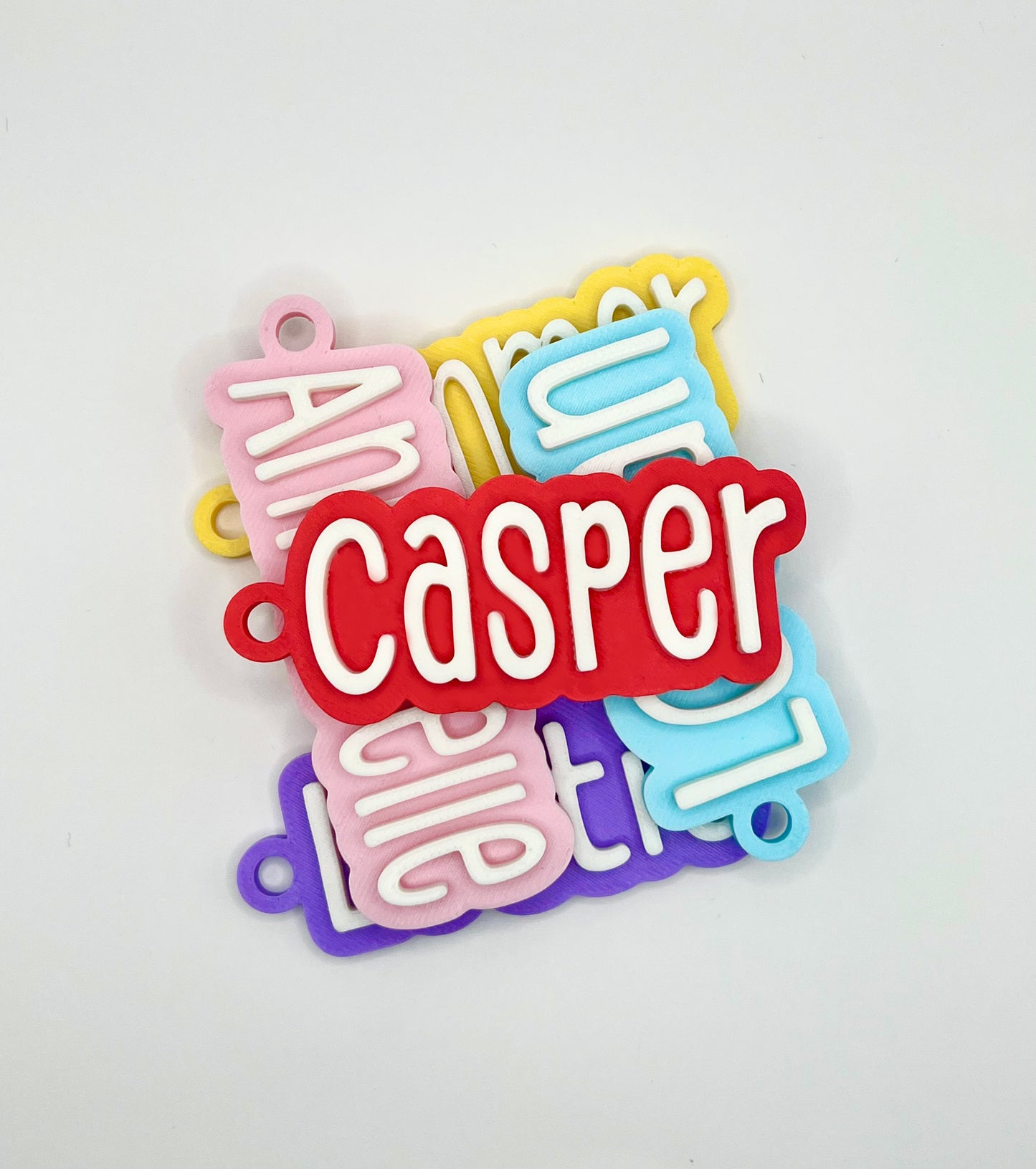 Personalised Kids School Bag Tag Keychain Charm - The Tall Letter Name Tag