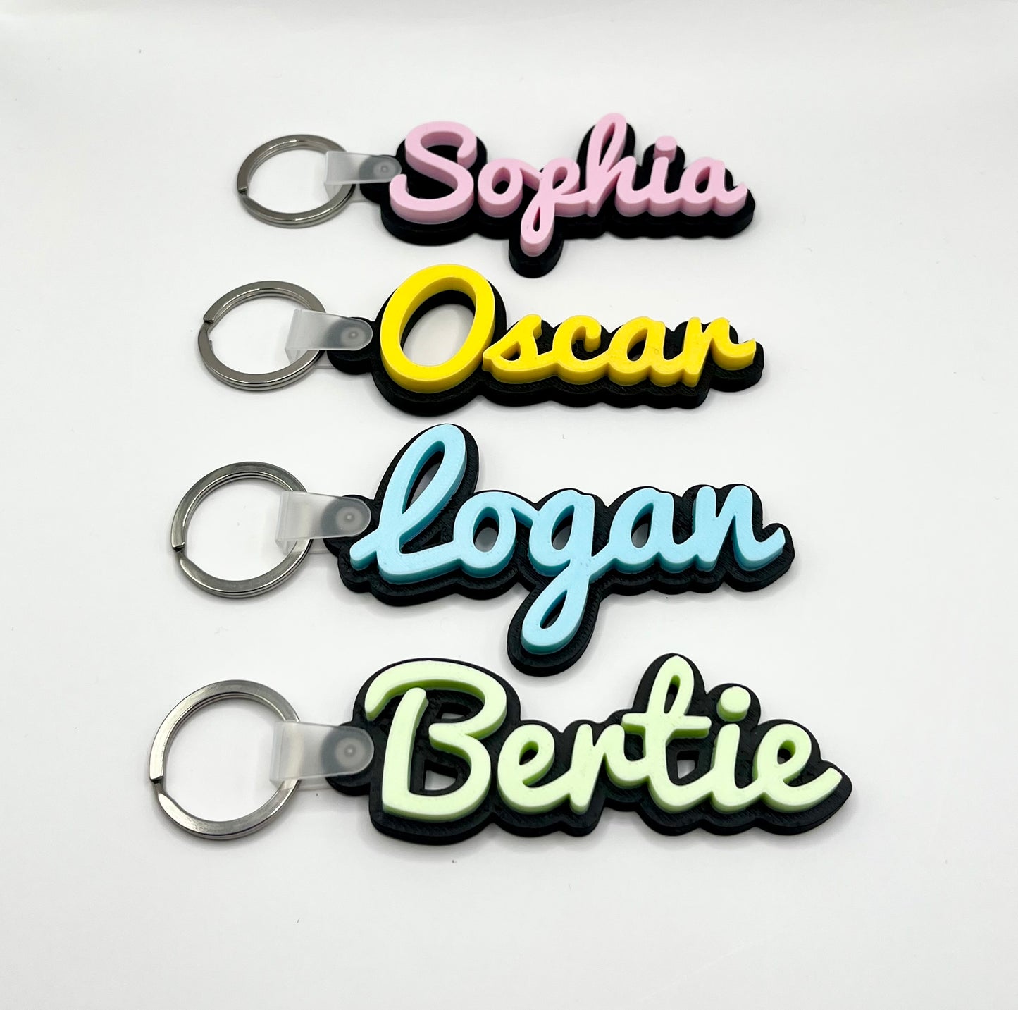 Personalised Kids Bag Tag Keychain Charm in Black - The Dark Edition Name Tag