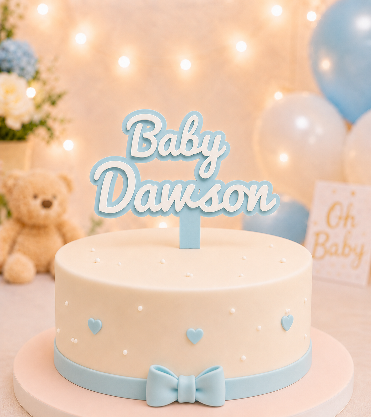 Personalised Baby Shower Cake Topper New Baby Boy Girl