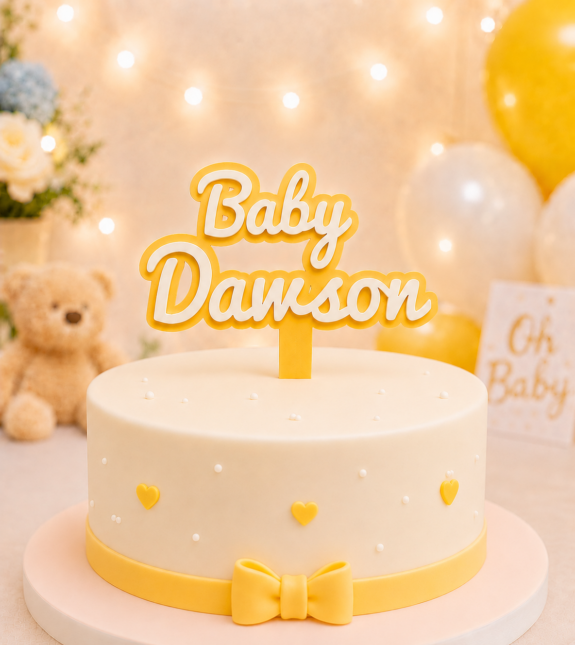 Personalised Baby Shower Cake Topper New Baby Boy Girl