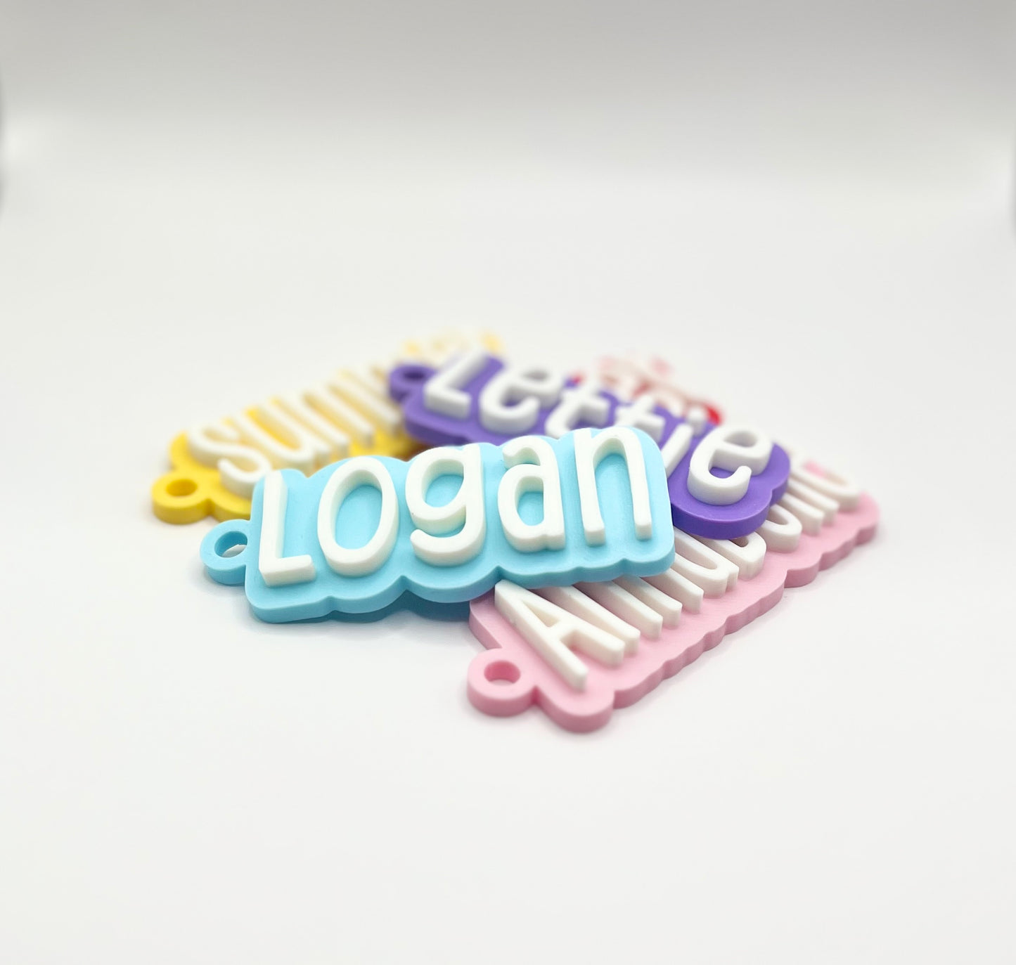 Personalised Kids School Bag Tag Keychain Charm - The Tall Letter Name Tag