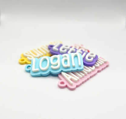 Personalised Kids School Bag Tag Keychain Charm - The Tall Letter Name Tag