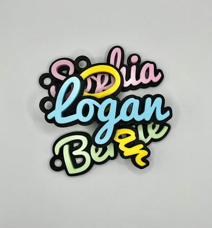Personalised Kids Bag Tag Keychain Charm in Black - The Dark Edition Name Tag