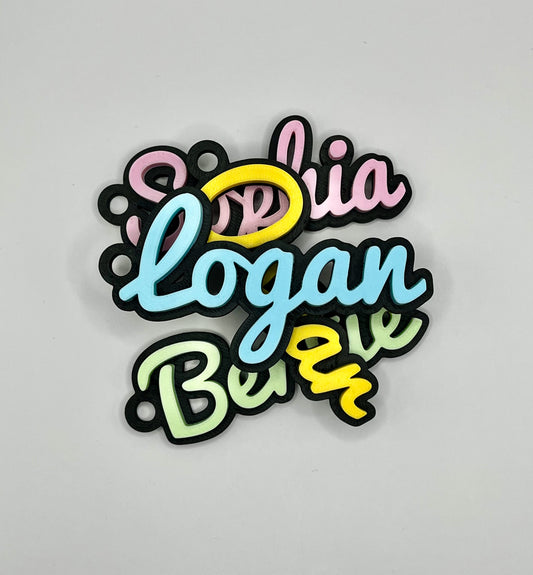 Personalised Kids Bag Tag Keychain Charm in Black - The Dark Edition Name Tag