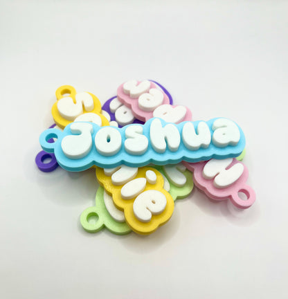 Personalised Kids School Bag Tag Keychain Charm - The 'Bubble' Name Tag