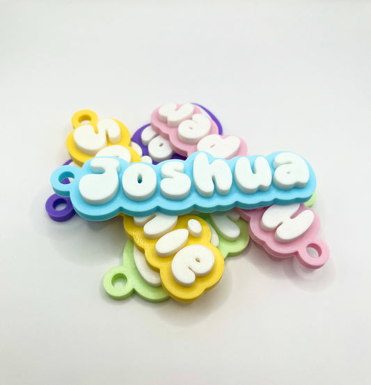 Personalised Kids School Bag Tag Keychain Charm - The 'Bubble' Name Tag