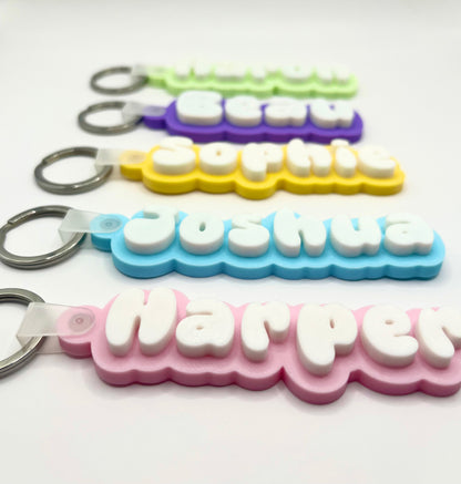 Personalised Kids School Bag Tag Keychain Charm - The 'Bubble' Name Tag